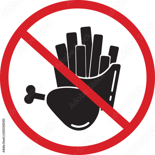 Bild auf Leinwand No Fried Food Allowed Sign Icon Symbol