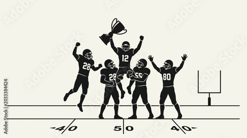Foto American football team celebrating championship victory with a trophy