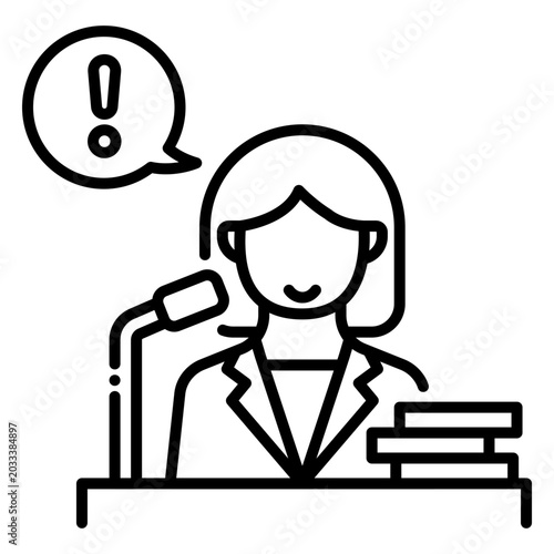 Quadro su tela Female spokesperson addressing microphone icon