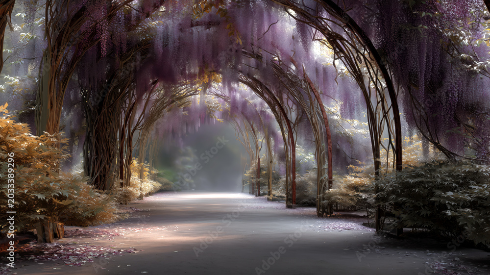 Naklejka premium Wisteria Archway Garden Path