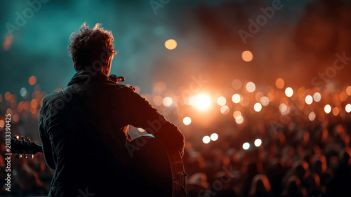 Guitarist Facing Crowd at Concert