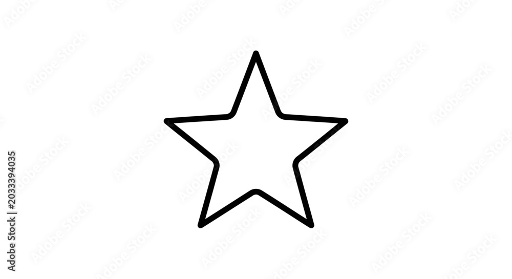 Obraz premium Simple black outline star icon on white background, basic geometric shape, empty symbol, clean graphic element