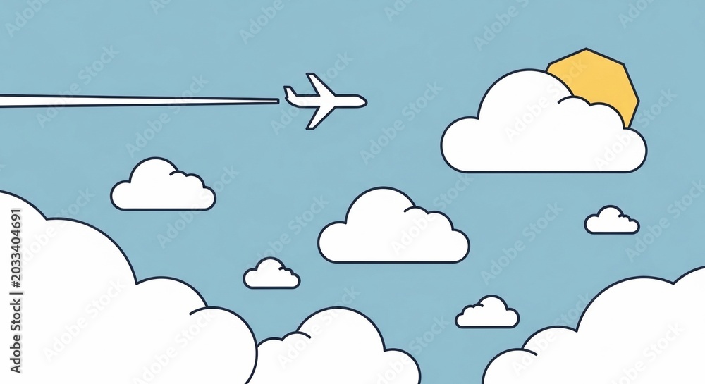 Fototapeta premium Airplane flying through clouds