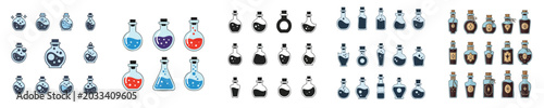 Photos Potion Bottle Collection Magic Elixir Flat Design Vector Set