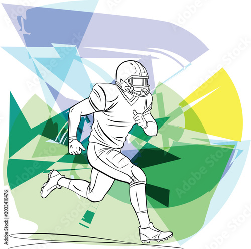 American Football Player Running Forward Dynamic Sports Illustration
