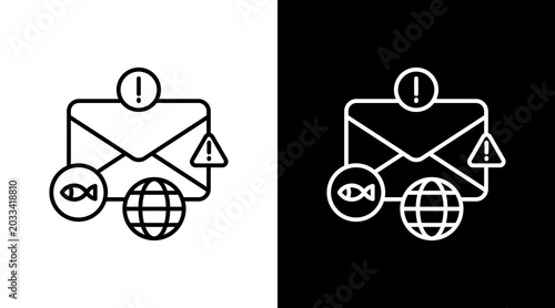 Photos Phishing Outline White Icon Set Design