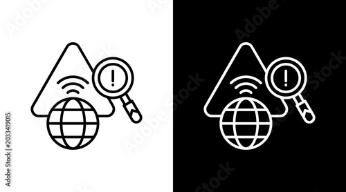 Foto Network Intrusion Outline White Icon Set Design
