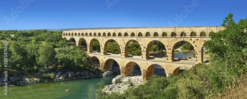Roman aqueduct, Pont du Gard, Nimes, France