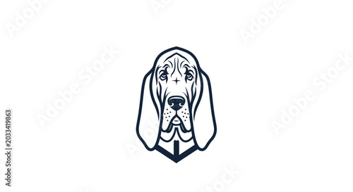 Fotografie Sad Bloodhound Dog Face Logo, Vector Illustration, Minimalist Style
