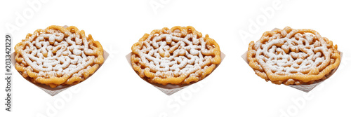 Foto Funnel cake fried batter food specimen displaying structural culinary parameters