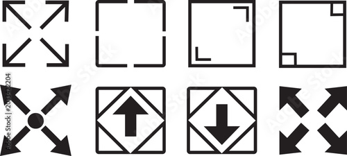 Tableau sur toile Black vector icons for full screen display, featuring high-quality user interfac