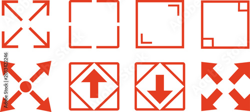 Schilderij op canvas Black vector icons for full screen display, featuring high-quality user interfac