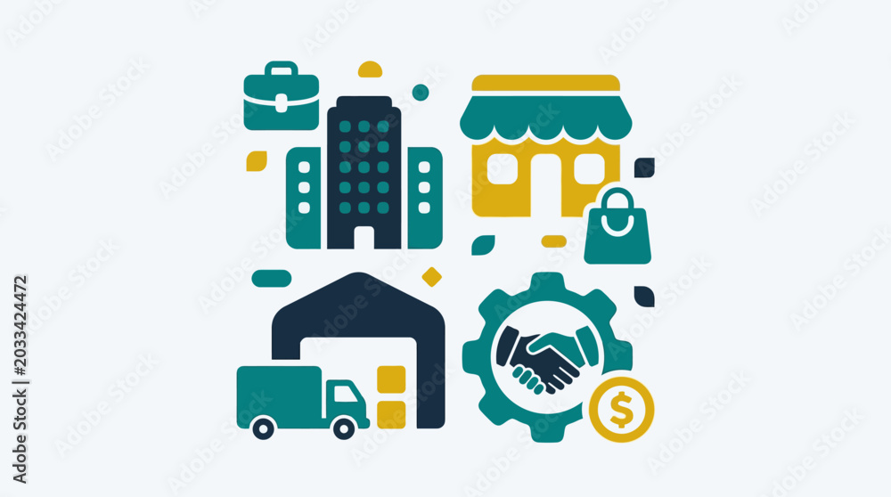 Naklejka premium Business icons and symbols collage.