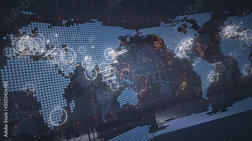 3d render Highly detailed revolving futuristic world map looped