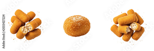 Bild auf Leinwand Fried croquettes potato food food specimen displaying structural culinary parame