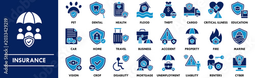 Foto Insurance duotone icon collection set