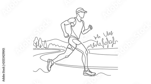Man jogging on park path for fitness and health.