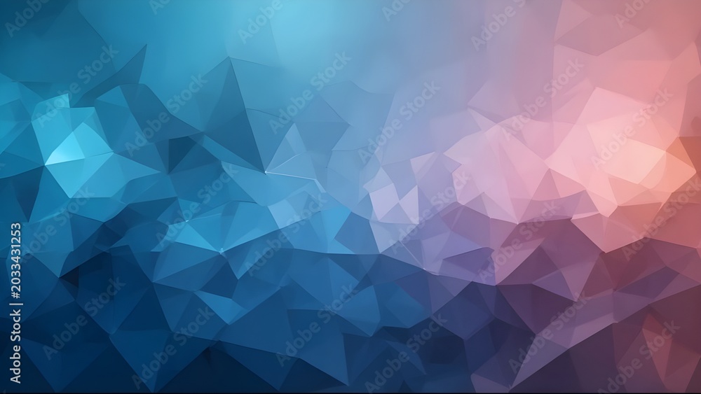 Fototapeta premium Blue low poly geometric background with crystal-inspired gradients and modern digital aesthetics, perfect for technology themes and stylish presentations.
