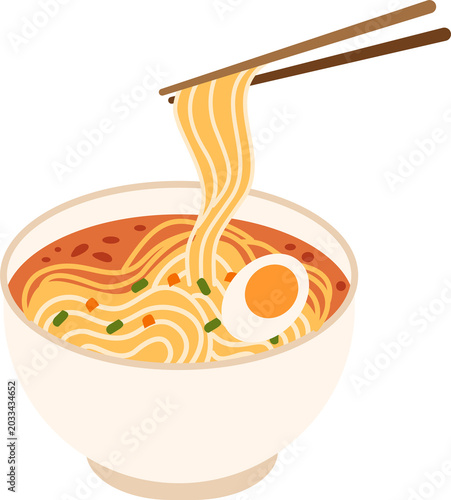 chinese noodles in bowl with chopsticks