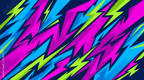 Energetic Abstract Geometric Shapes Pattern Background in Bright Colors