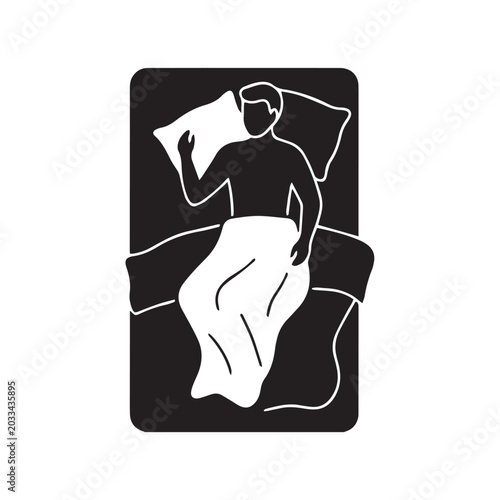 vector illustration of a man sleeping on the bed