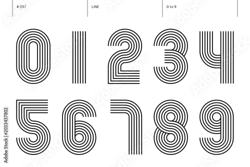 線の0から9までの数字のセット_037