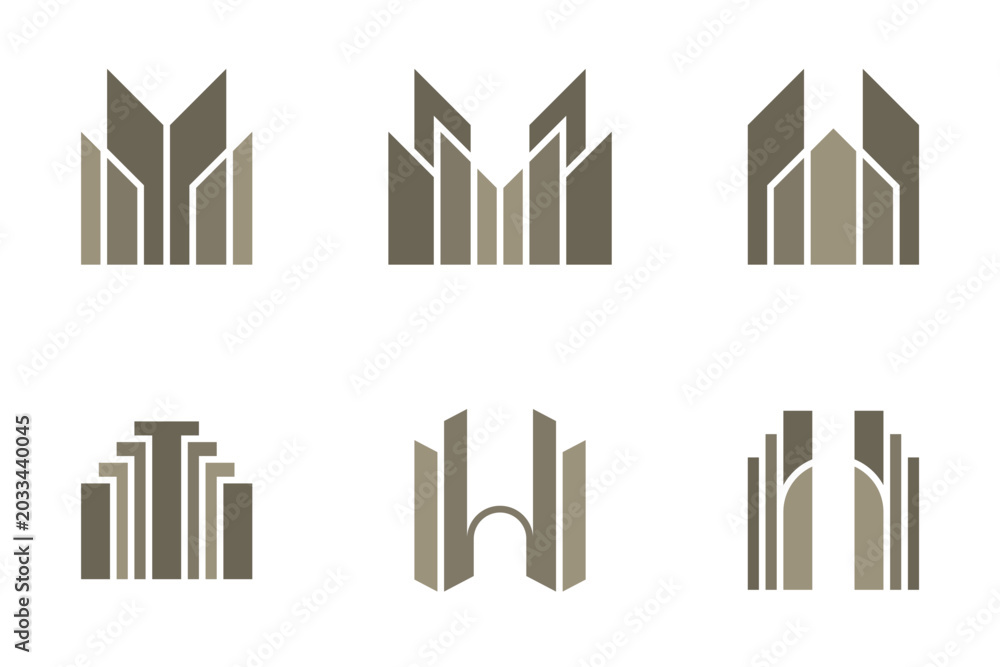 Obraz premium buildings office logo icons vector set