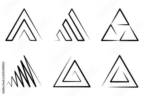 triangle line symbols logo design elements set