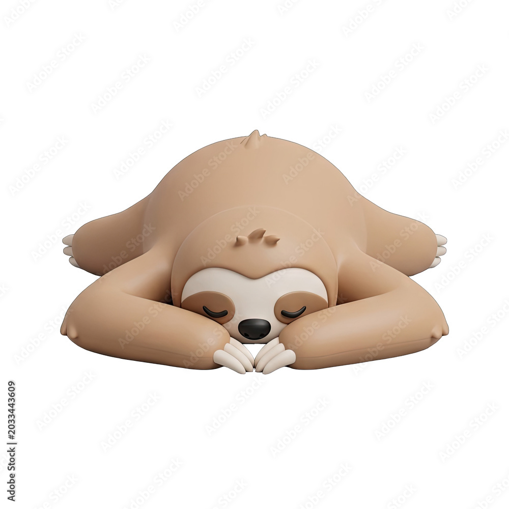 Fototapeta premium Cute 3D Sloth Character Sleeping