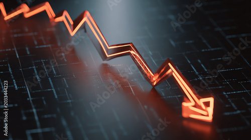 A striking digital representation of a declining graph, symbolizing market downturns, financial losses, or economic challenges.