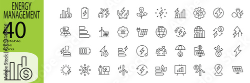Fotografía Energy Management icon set. Editable stroke.