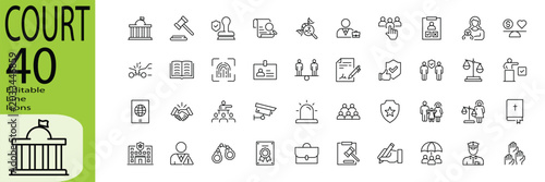 Tableau sur toile Court icon set. Editable stroke.