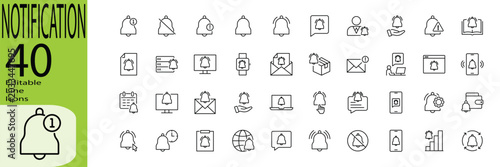 Konstfotografi Notification icon set. Editable stroke.