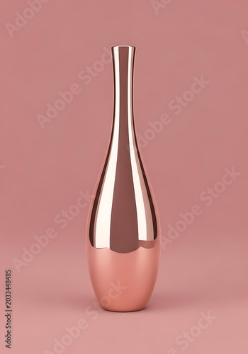 Elegant Rose Gold Metallic Vase on Pink Background