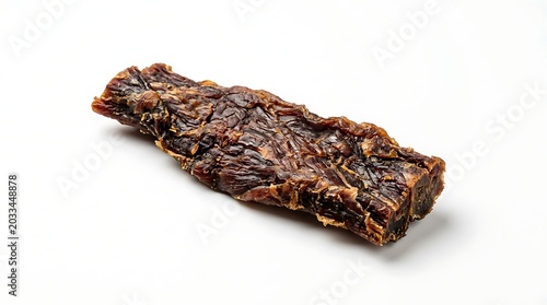 Dried beef jerky treat for dogs isolated on white background