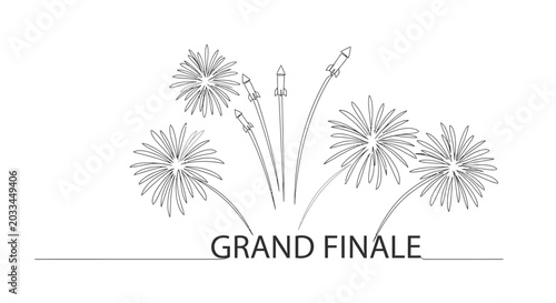Konstfotografi Grand Finale Fireworks Celebration - Hand Drawn Line Art Illustration