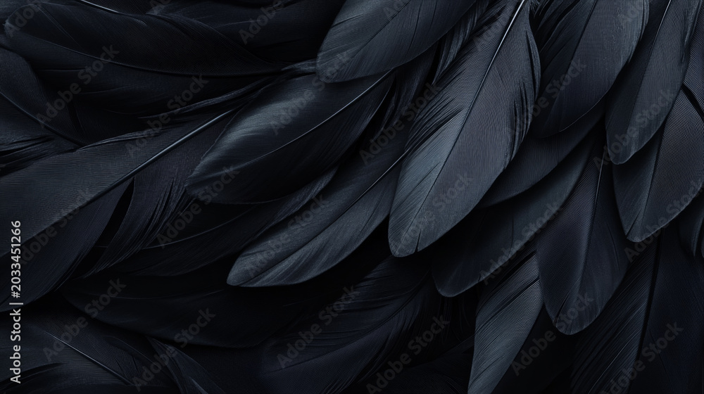Obraz premium Black feather close-up - Generative AI