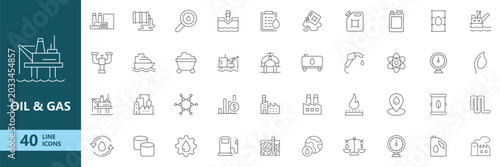 Tableau sur toile Oil & Gas Industry Icon Set