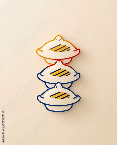 Creative line art dumpling charming mascot icon design art illustration aesthetic