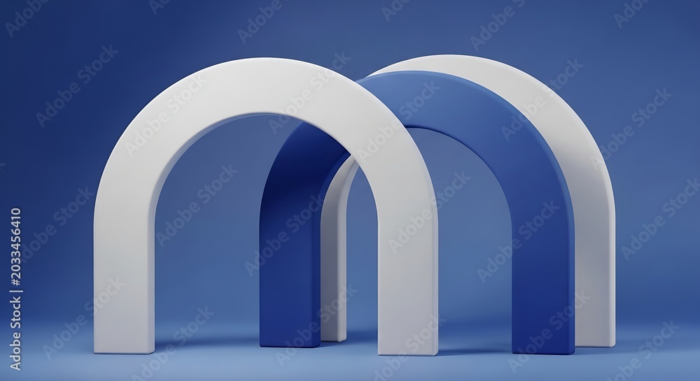 Fototapeta premium Minimalist white archway structure with two openings