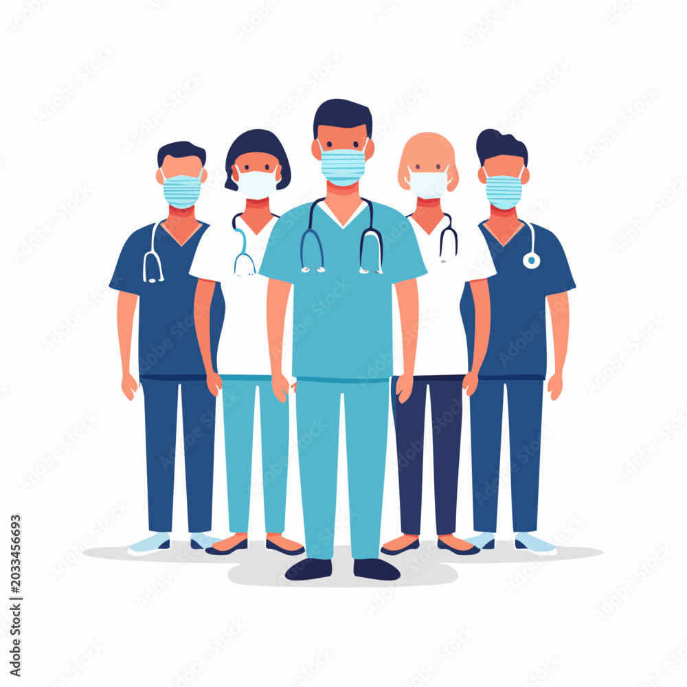 Fototapeta premium Diverse Medical Team Wearing Face Masks