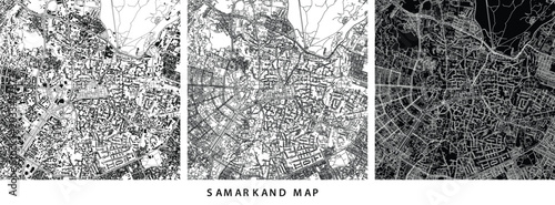 Fotografía Samarkand city map, uzbekistan, urban street layout, vector illustration vector