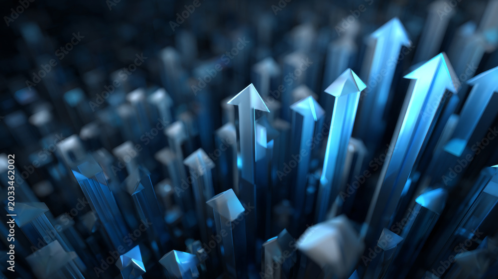 Fototapeta premium Blue arrow upward trend - Generative AI