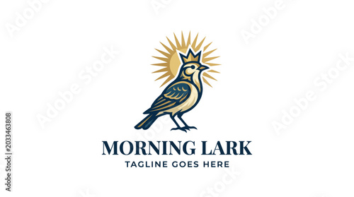 Morning Lark logo with a crowned bird perched in front of a sunburst.