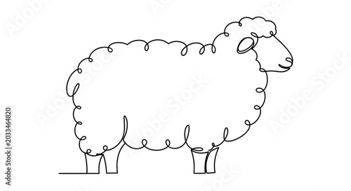 Canvas Print Minimalist Sheep Line Art, Continuous Drawing