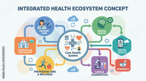 Εκτύπωση καμβά Integrated Health Ecosystem Concept Design.