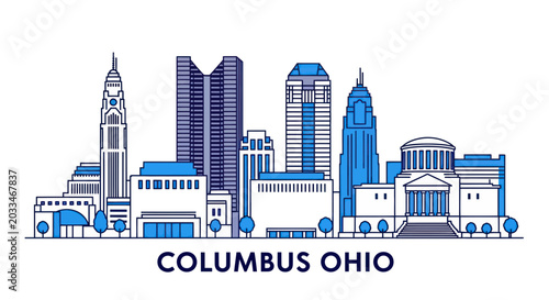 Columbus Ohio Skyline - Modern Cityscape Outline Illustration