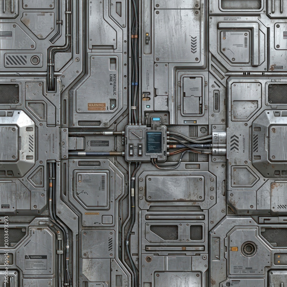 Fototapeta premium Industrial robotic futuristic metal panel.