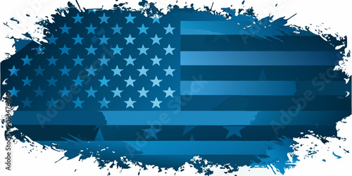 Photos American Flag Illustration With Distressed Edge And Blue Tones