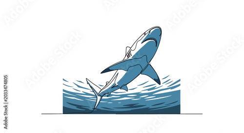 Foto Great White Shark Leaping From Ocean Water Surface
